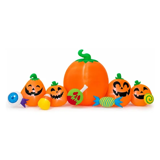 Ashgrave 8 ft Pumpkin Inflatable, closer in
