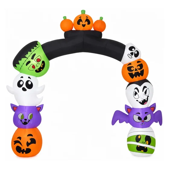 Duskmere 8 ft Pumpkin Inflatable Archway, closer in