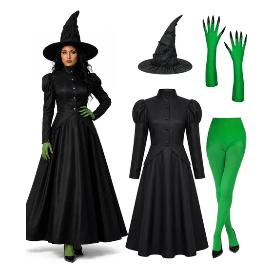 Marrowgate Witch Costume, 4 pieces, closer in