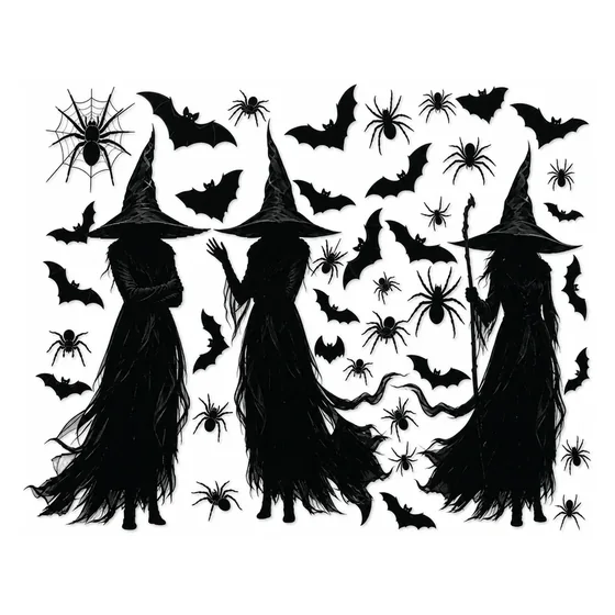 Nightfell Witch Window Silhouettes, closer in
