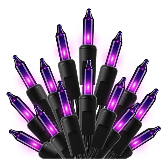 Wexford 10 ft Purple String Lights, closer in