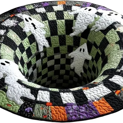 Front view of the Wraithveil Illusion Rug, showing its printed 3D illusion design