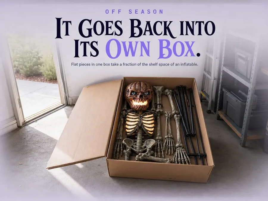 The disassembled pieces packed back into the original shipping box for storage.